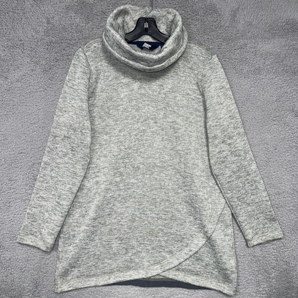 Lands' End Sweaters - Lands' End Tunic Sweater Women's Size M (10-12)‎ Gray Fleece Cowl Neck Pullover